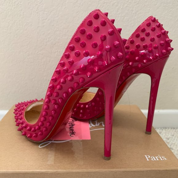 Christian Louboutin Pigalle Spikes 120 Patent Pink Grenadine Sz 41 EU / 11 US - Picture 11 of 16